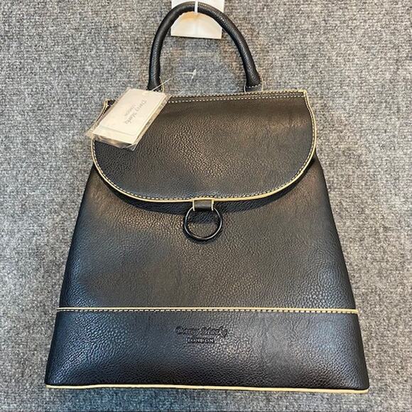 Darcy Marks London Black Vegan Leather Backpack NEW with Tags Darcy Marks London Vegan Leather Black Backpack Purse Bag  main image 3